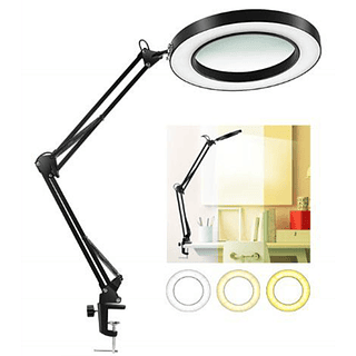 Lupa Luminária Articulável Led Ring Light com Suporte Cor Preta