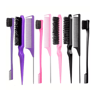 Kit para Baby Hair 3 Peças Escova Pente - Pacote com 12 Unidades