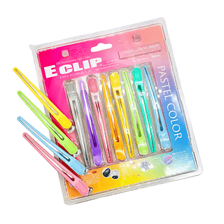 Kit 8 Presilhas Silicone Bico de Pato Hairdo Eclip - Caixa com 10 Unidades