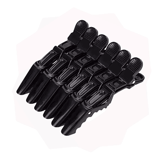 Kit 6 Presilhas Crocodilo Prendedor de Cabelo Clips Bico de Pato Pretas - 12 kits