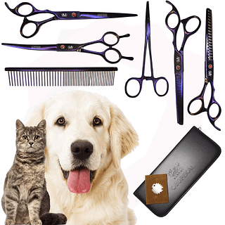 Kit 5 Tesouras Profissionais para PetShop 7 Polegadas Obopekal