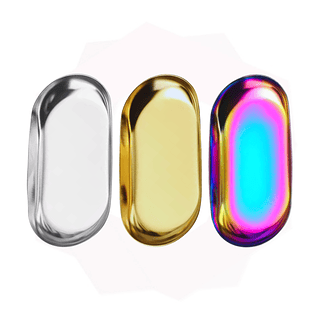 Bandeja Auxiliar de Inox Estética Micropigmentação - Pacote com 10 Unidades