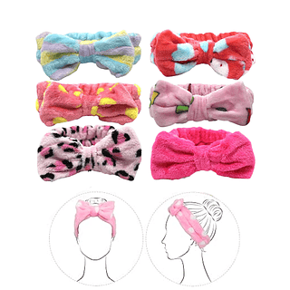 Faixa de Cabelo Pelúcia para Maquiagem - Pacote com 12 Unidades